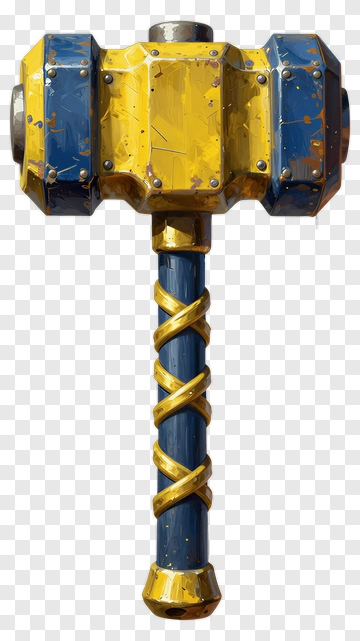 Cartoon Hammer With Blue And Yellow Design PNG
