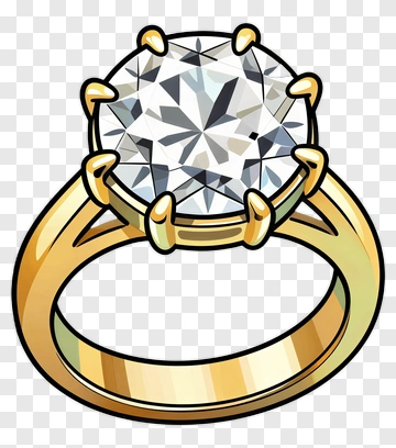 Gold Engagement Ring With Diamond PNG