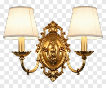 Elegant Double Wall Sconce With Lampshades PNG