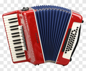 Red Accordion With Blue Bellows PNG