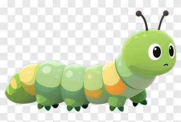 Cartoon Caterpillar With Big Eyes PNG