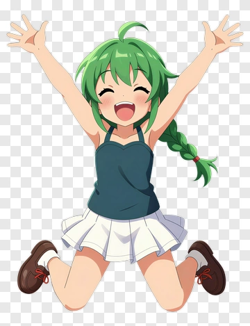 Happy Girl Jumping With Outstretched Arms PNG