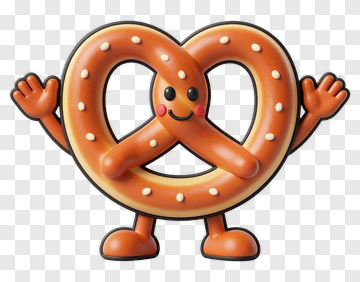 Cartoon Pretzel Character Waving PNG
