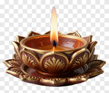Decorative Lotus Candle Holder With Flame PNG
