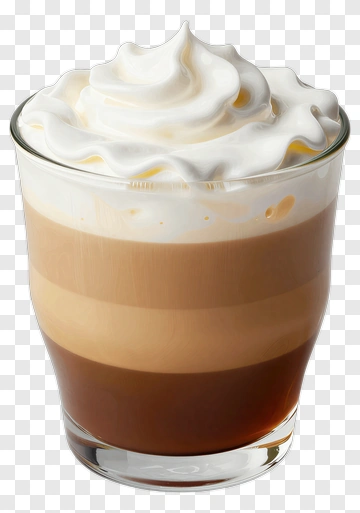 Layered Coffee Drink With Whipped Cream PNG