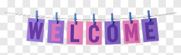 Colorful Welcome Sign Hanging With Clothespins PNG