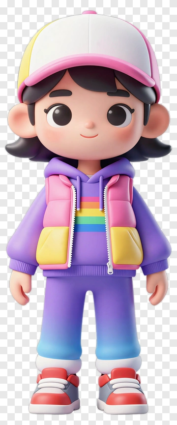 3D Cartoon Character In Colorful Outfit PNG