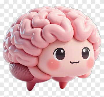 Cute Brain Character With Pink Color PNG