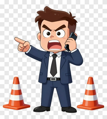 Cartoon Businessman Talking On Phone PNG