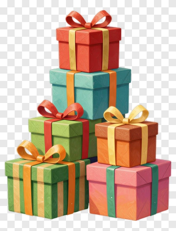 Colorful Gift Boxes Stacked Together PNG
