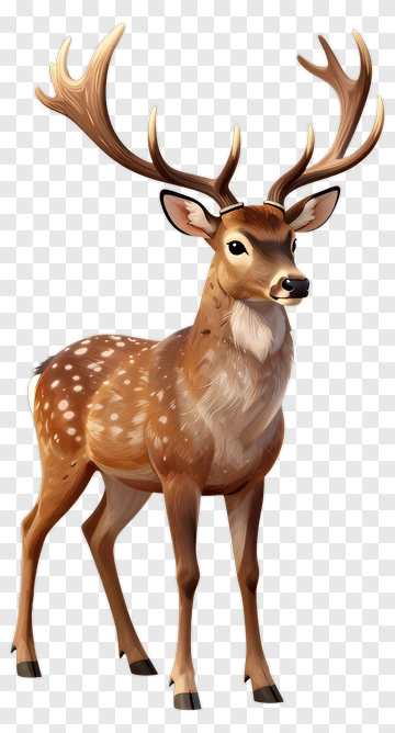 Cartoon Deer With Antlers PNG