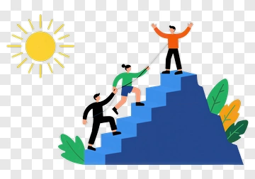Team Climbing A Staircase To Success PNG