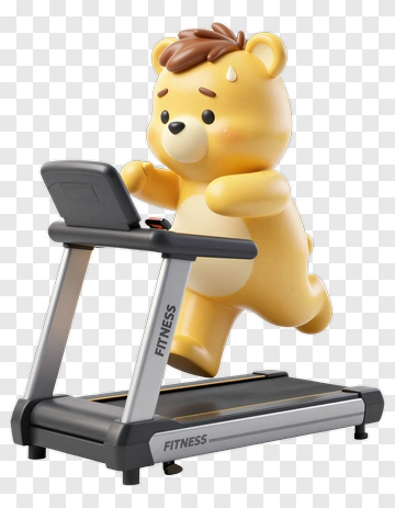 Cartoon Bear Running On A Treadmill PNG
