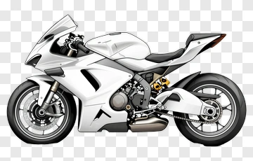 White Sports Motorcycle PNG