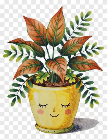 Happy Potted Plant With Colorful Leaves PNG
