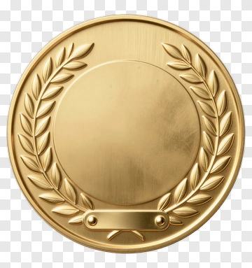 Gold Medal With Laurel Wreath PNG