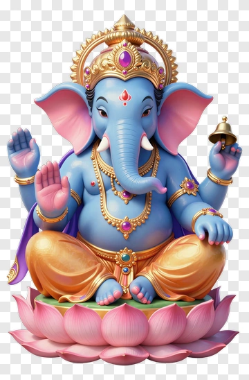 Colorful Ganesh Sitting On A Lotus PNG