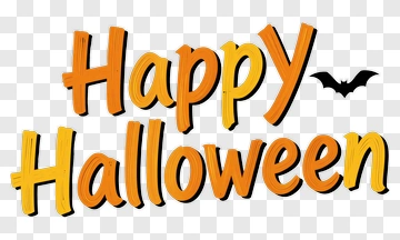 Happy Halloween Text With Bat PNG