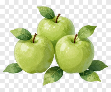 Green Apples With Leaves PNG