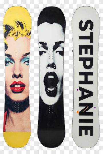 Colorful Snowboard Featuring Pop Art Designs PNG
