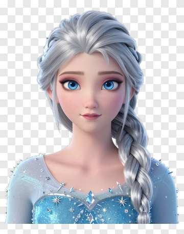 3D Ice Queen Character With Braided Hair PNG