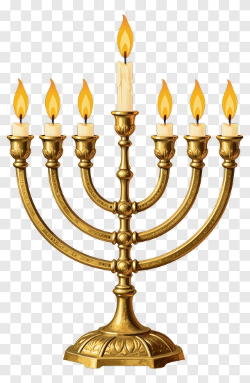 Gold Menorah With Lit Candles PNG