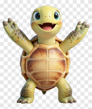 Cartoon Turtle With Open Arms PNG