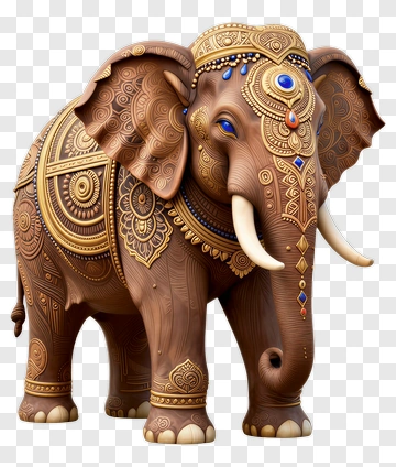 Decorative Elephant With Intricate Patterns PNG