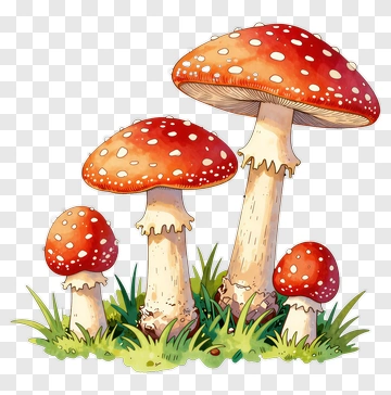 Colorful Mushroom Cluster PNG