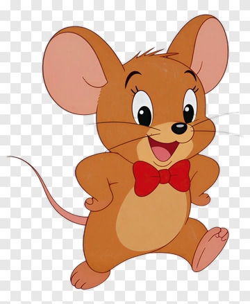 Cartoon Mouse With A Red Bow Tie PNG