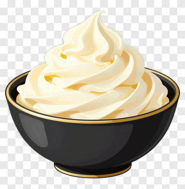 Creamy Whipped Topping In A Black Bowl PNG