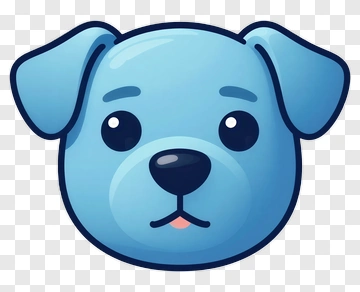 Cartoon Blue Dog Face PNG