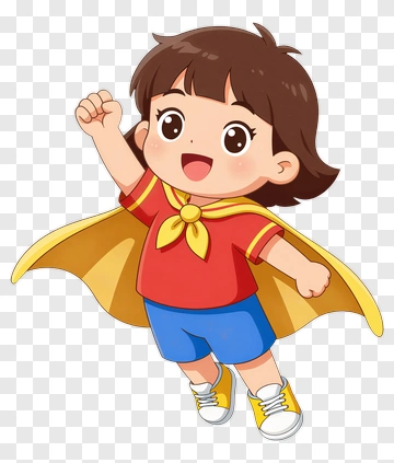 Cartoon Child Superhero With A Cape PNG