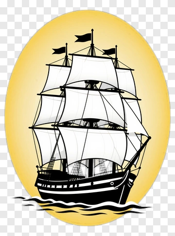 Sailing Ship With White Sails PNG