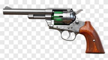 Revolver Handgun With Green Cylinder PNG