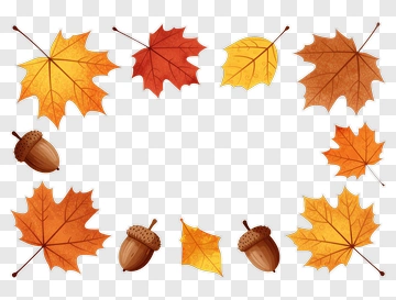 Autumn Leaves And Acorns Frame PNG
