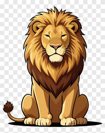 Cartoon Lion Sitting Proudly PNG