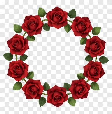 Red Rose Floral Wreath PNG
