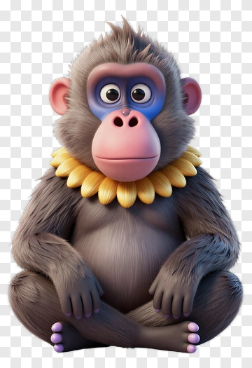 Cartoon Monkey With Flower Necklace PNG