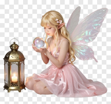 Fairy Girl Holding A Crystal Ball PNG