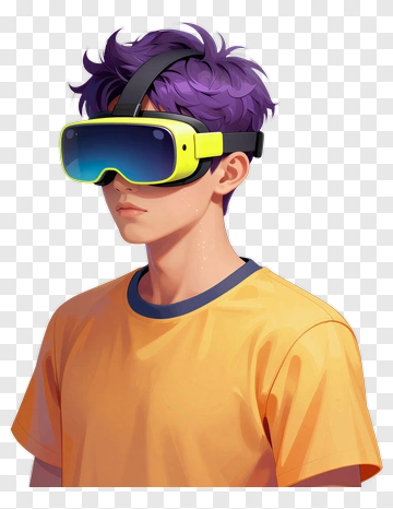 Young Man Wearing Virtual Reality Headset PNG