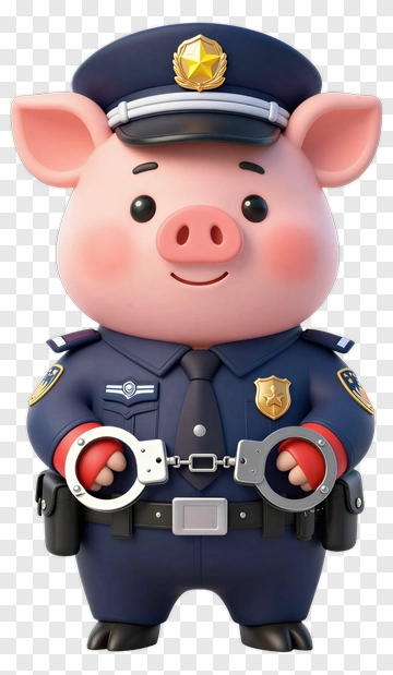 Cartoon Police Pig Character PNG