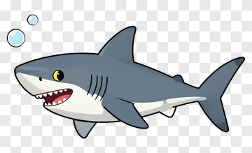 Cartoon Shark With Bubbles PNG