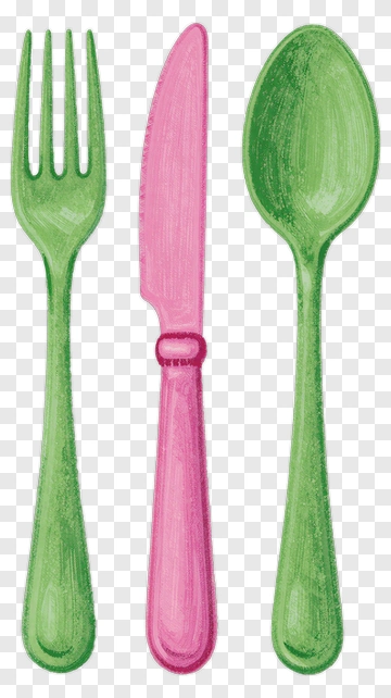 Colorful Cutlery Set With Fork, Knife, And Spoon PNG