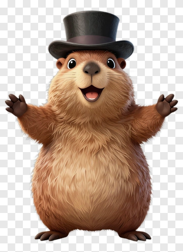 Cartoon Groundhog Wearing A Top Hat PNG