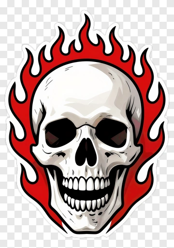 Skull With Flames PNG