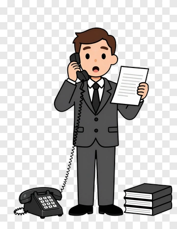 Businessman Talking On The Phone With Documents PNG