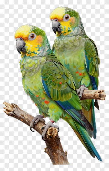Colorful Parrots Sitting On A Branch PNG