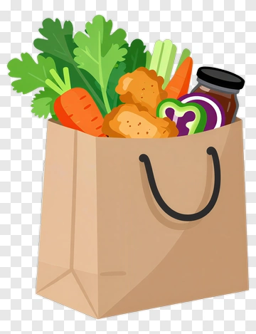 Grocery Bag Filled With Fresh Vegetables And Snacks PNG