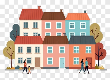 Colorful Houses In A Neighborhood PNG